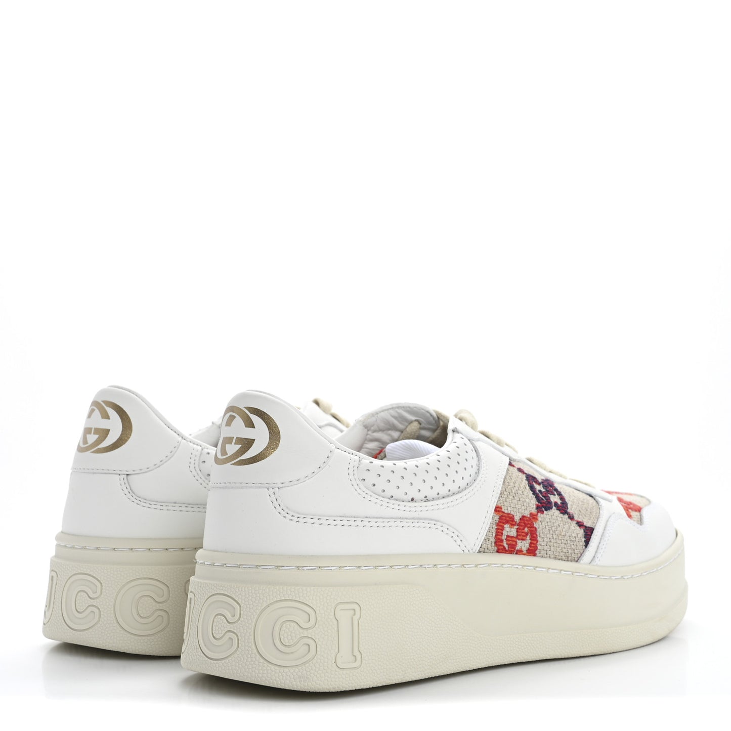 Dali Soft Calfskin GG Tennis Perforated Womens Platform 55mm Sneakers 40.5 White Multicolor