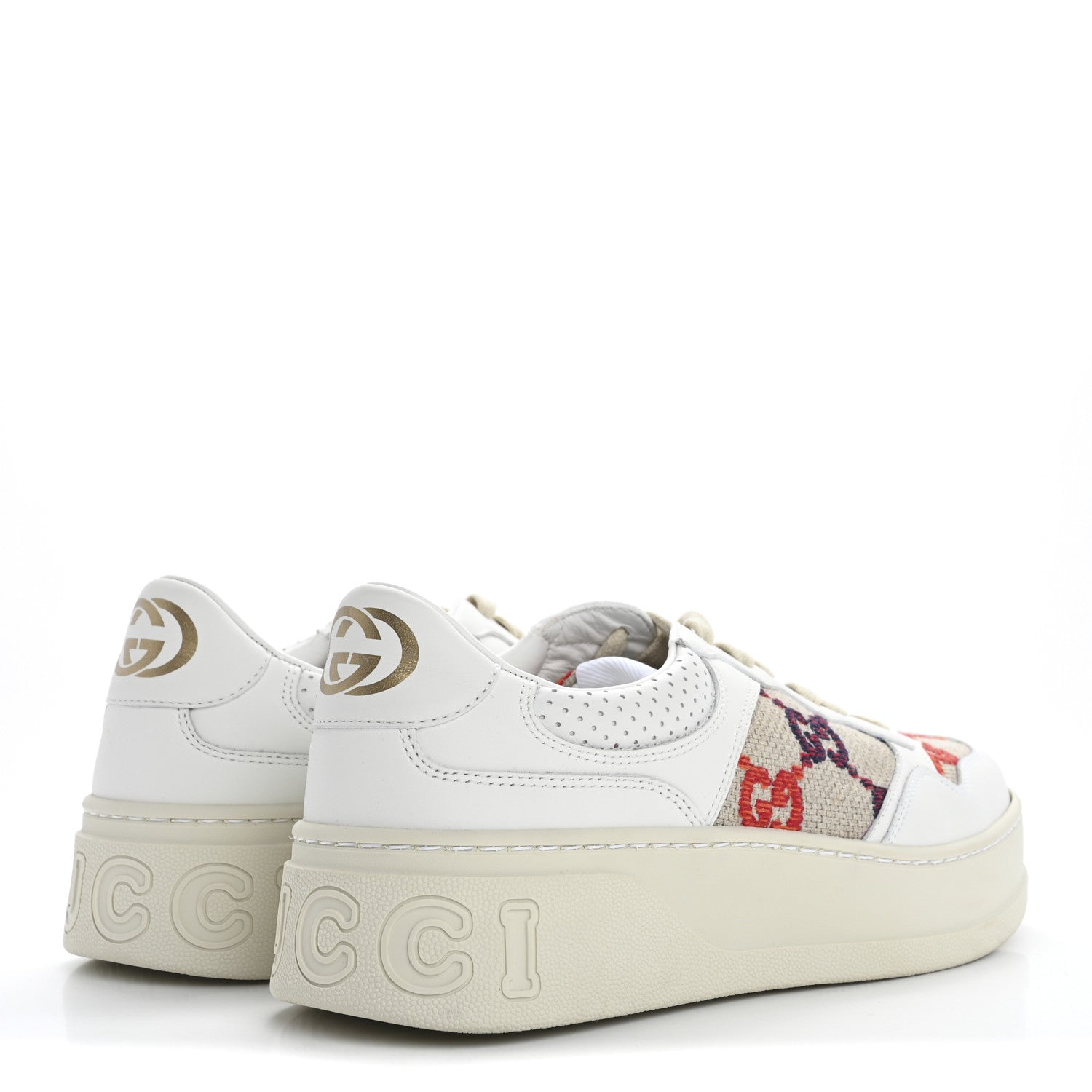 Gucci Dali Soft Calfskin GG Tennis Perforated Womens Platform 55mm Sneakers 40.5 White Multicolor 5 of 10