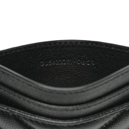 Saint Laurent Grain De Poudre Matelasse Chevron Monogram Credit Card Case Black 7 of 8