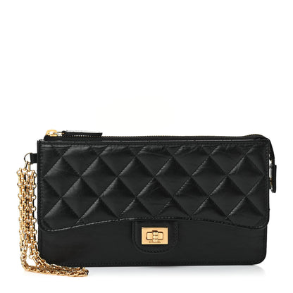 Chanel Aged Calfskin Quilted 2.55 Reissue Pouch With Chain Handle Black 1 of 8