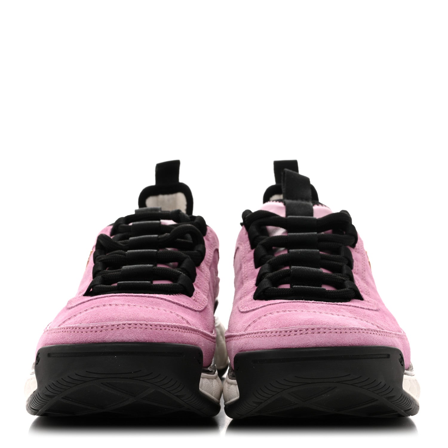 Chanel Suede Calfskin Nylon Grosgrain CC Sneakers 39 Dark Pink 3 of 10