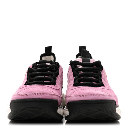Chanel Suede Calfskin Nylon Grosgrain CC Sneakers 39 Dark Pink 3 of 10