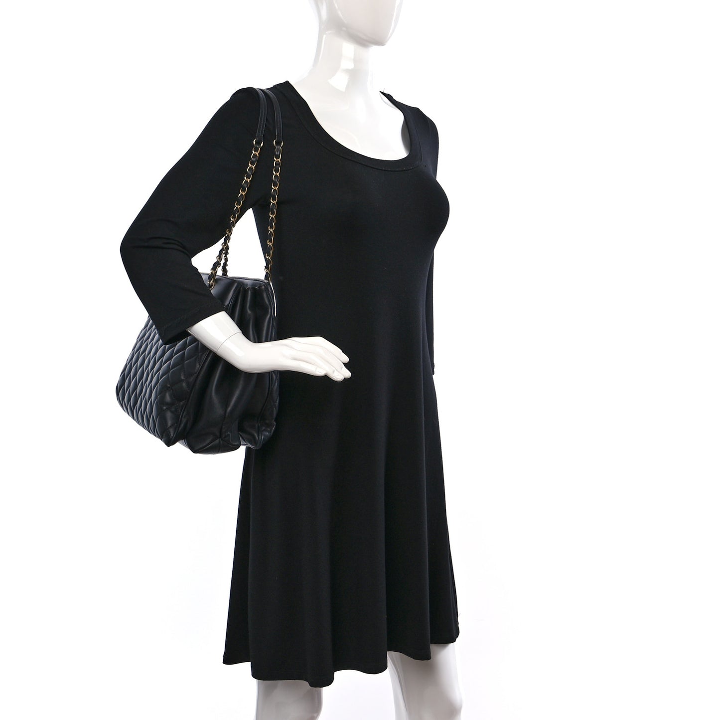 Lambskin Quilted Coco Vintage Tote Black