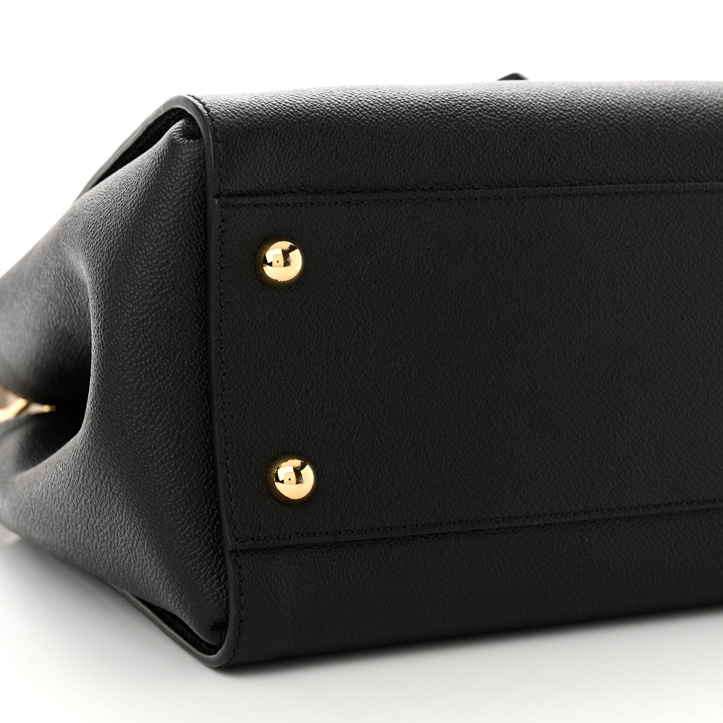 Soft Grain Calfskin Medium Buckle Tote Black