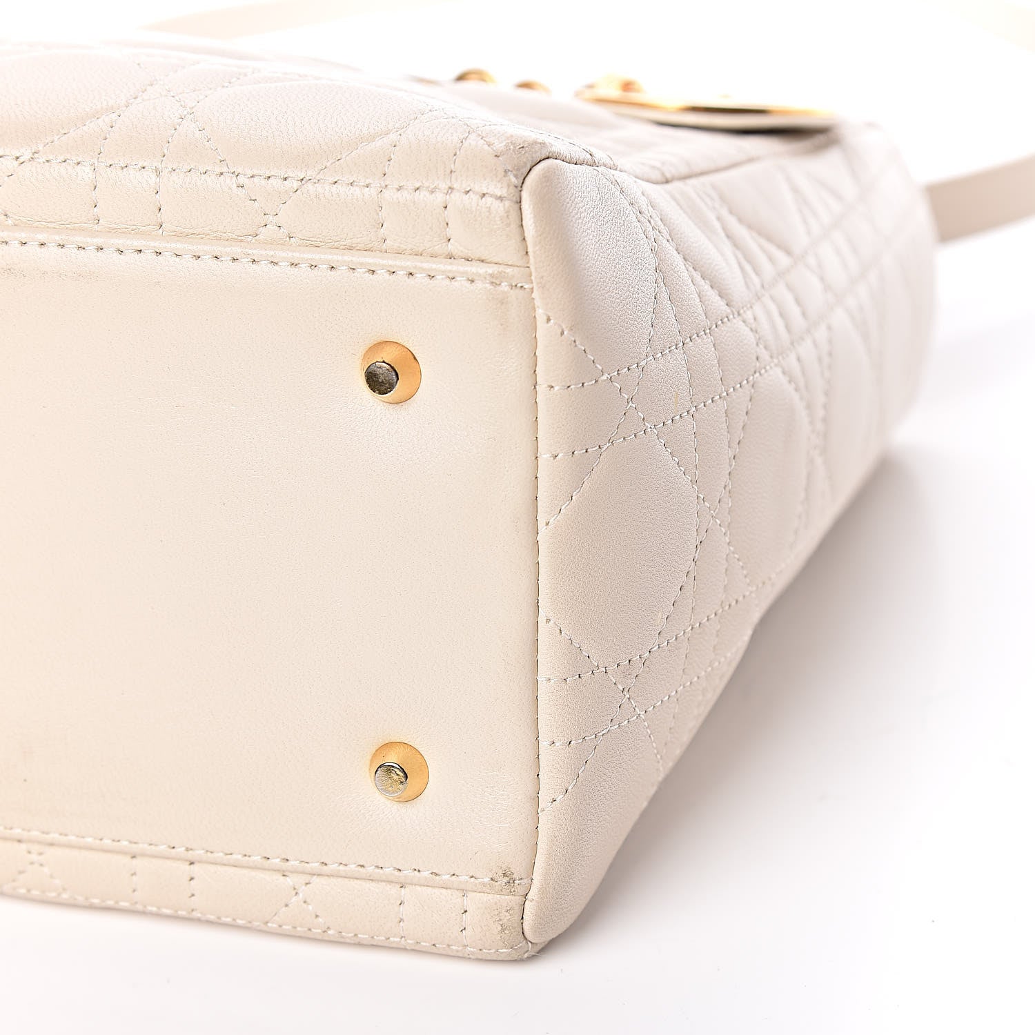 Christian Dior Lambskin Cannage Medium Lady Dior Light Beige 23 of 24