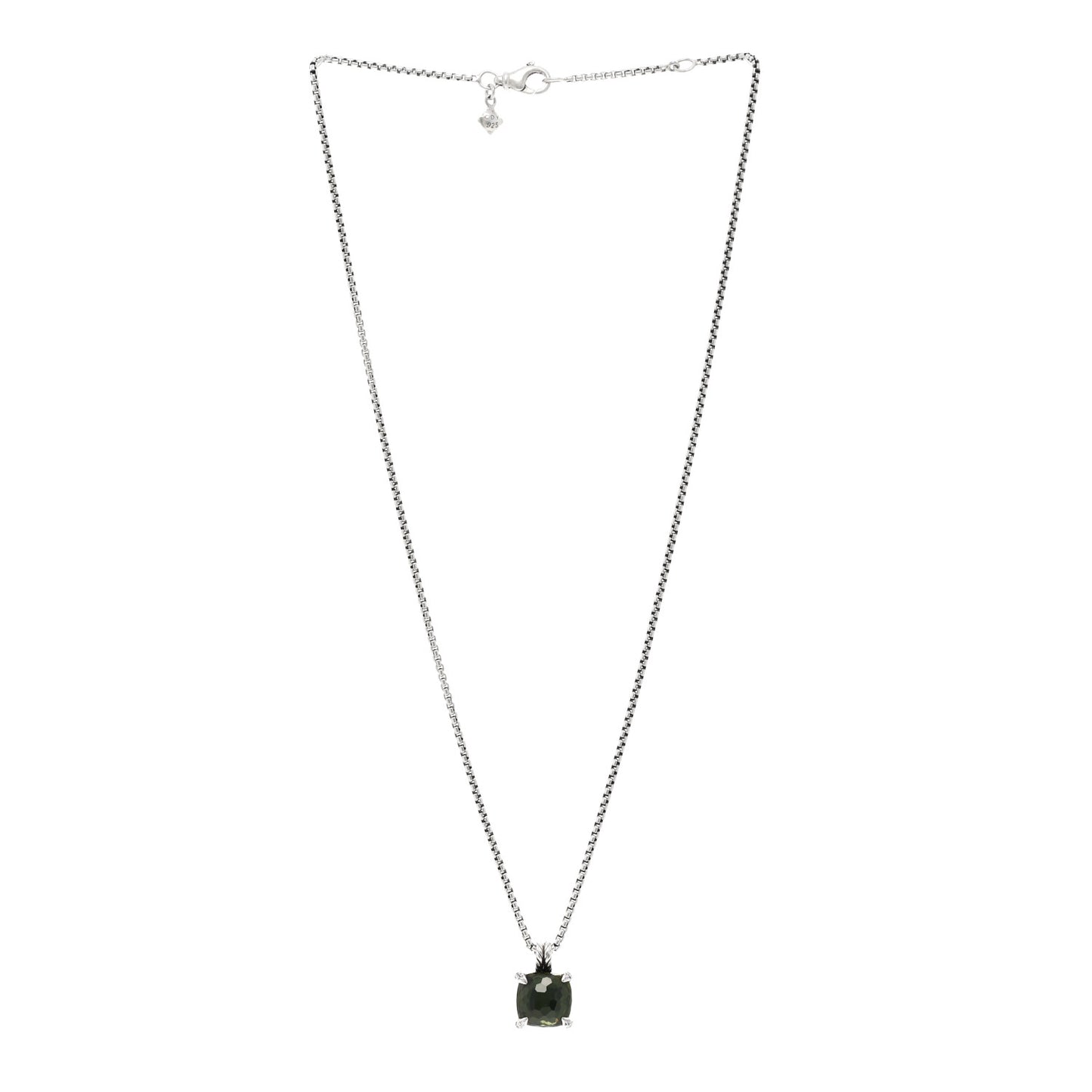 Sterling Silver Diamond Hematine 11mm Chatelaine Pendant Necklace