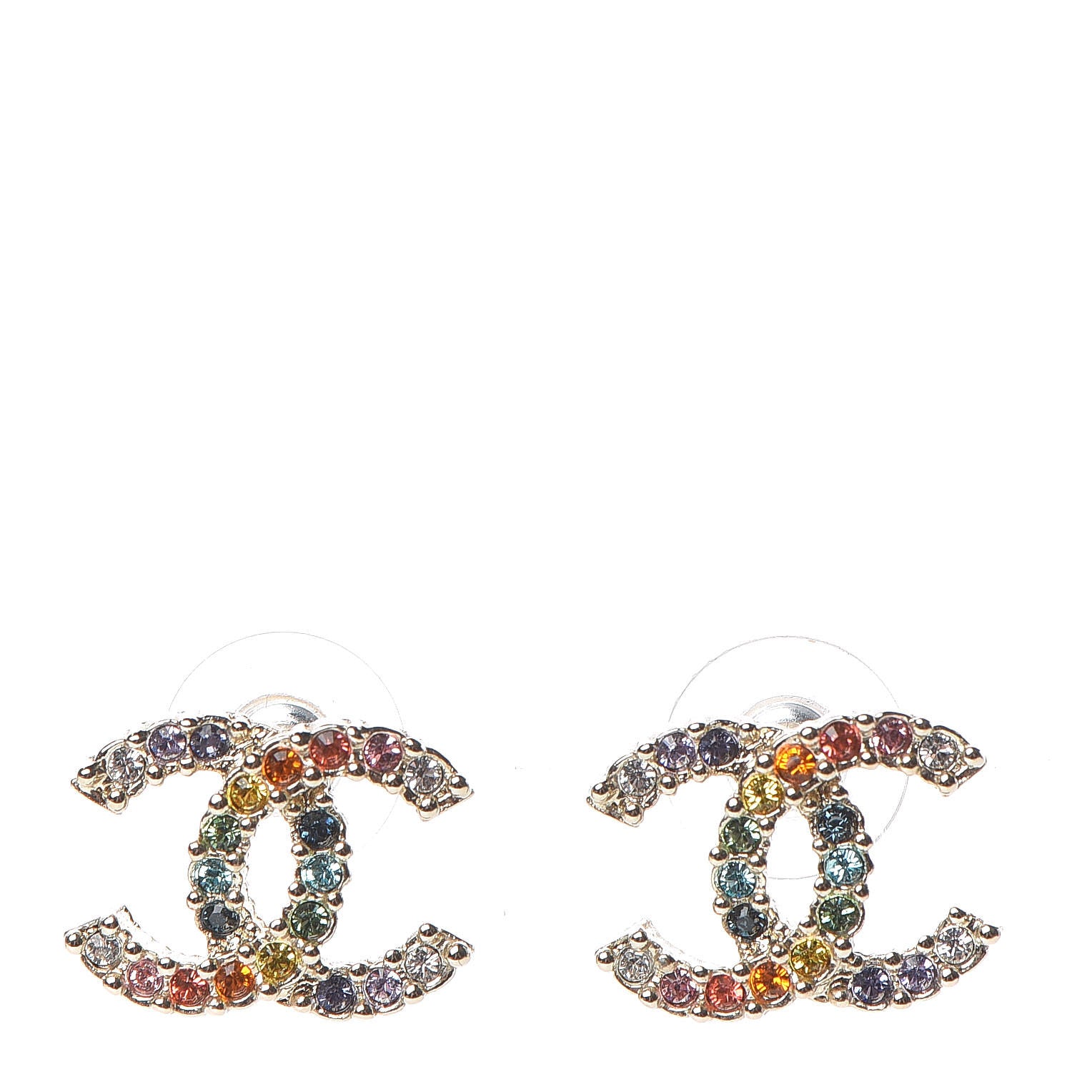 Chanel Crystal Over The Rainbow CC Earrings Gold Multicolor 1 of 5