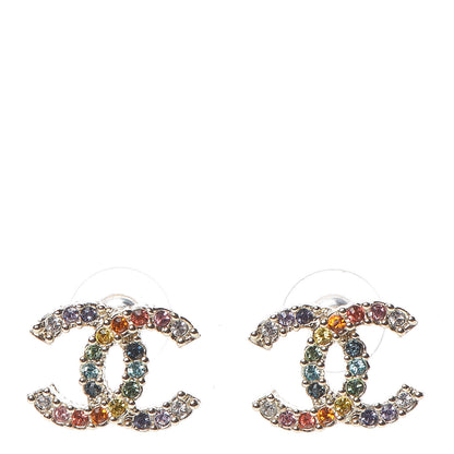 Chanel Crystal Over The Rainbow CC Earrings Gold Multicolor 1 of 5