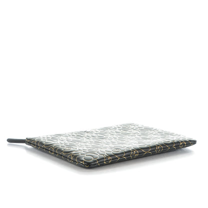 Chanel Lambskin Camellia Embossed Medium Cosmetic Case Black Gold 4 of 7