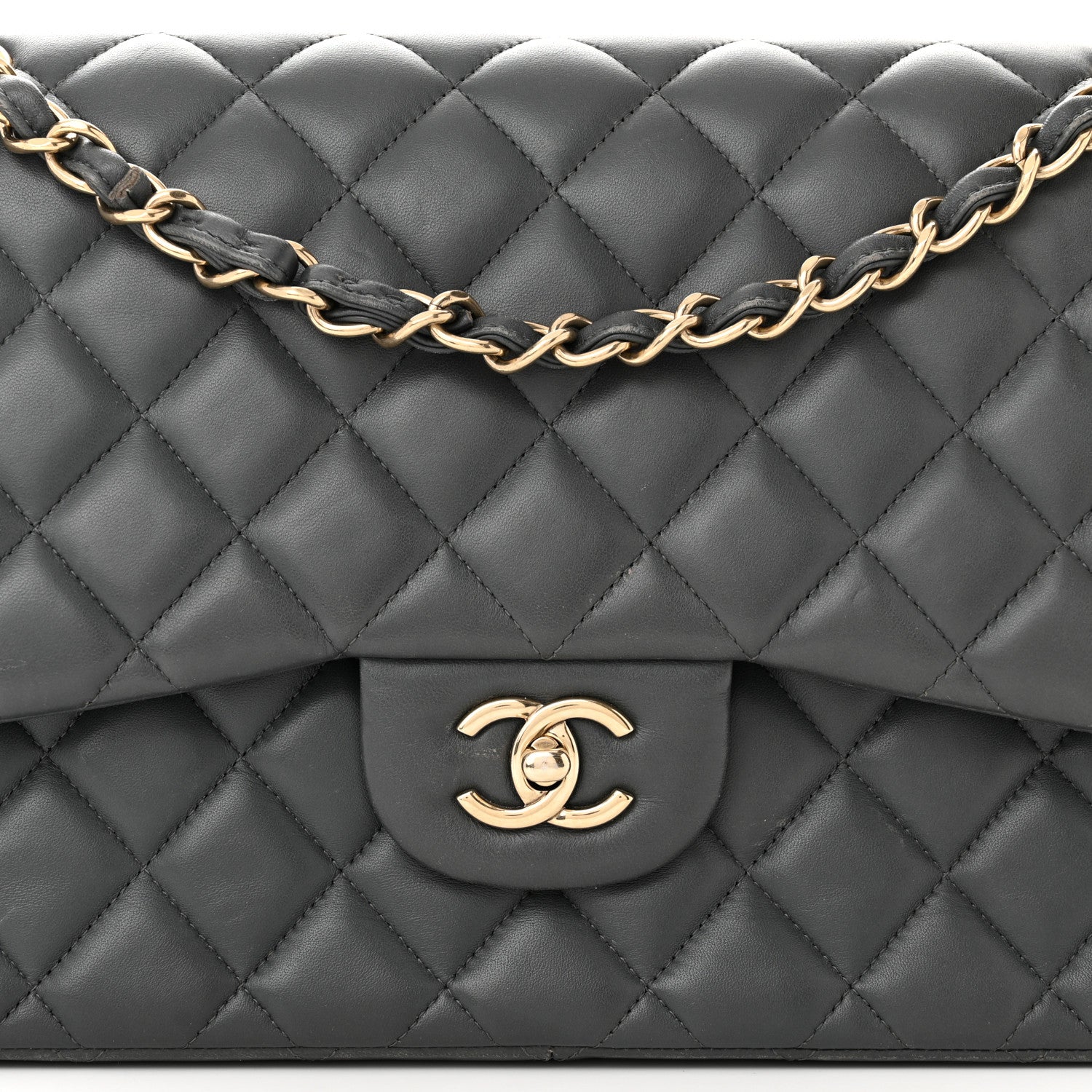 Chanel Lambskin Quilted Jumbo Double Flap Dark Grey 8 of 16