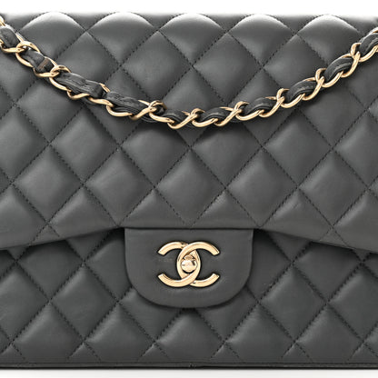 Chanel Lambskin Quilted Jumbo Double Flap Dark Grey 8 of 16