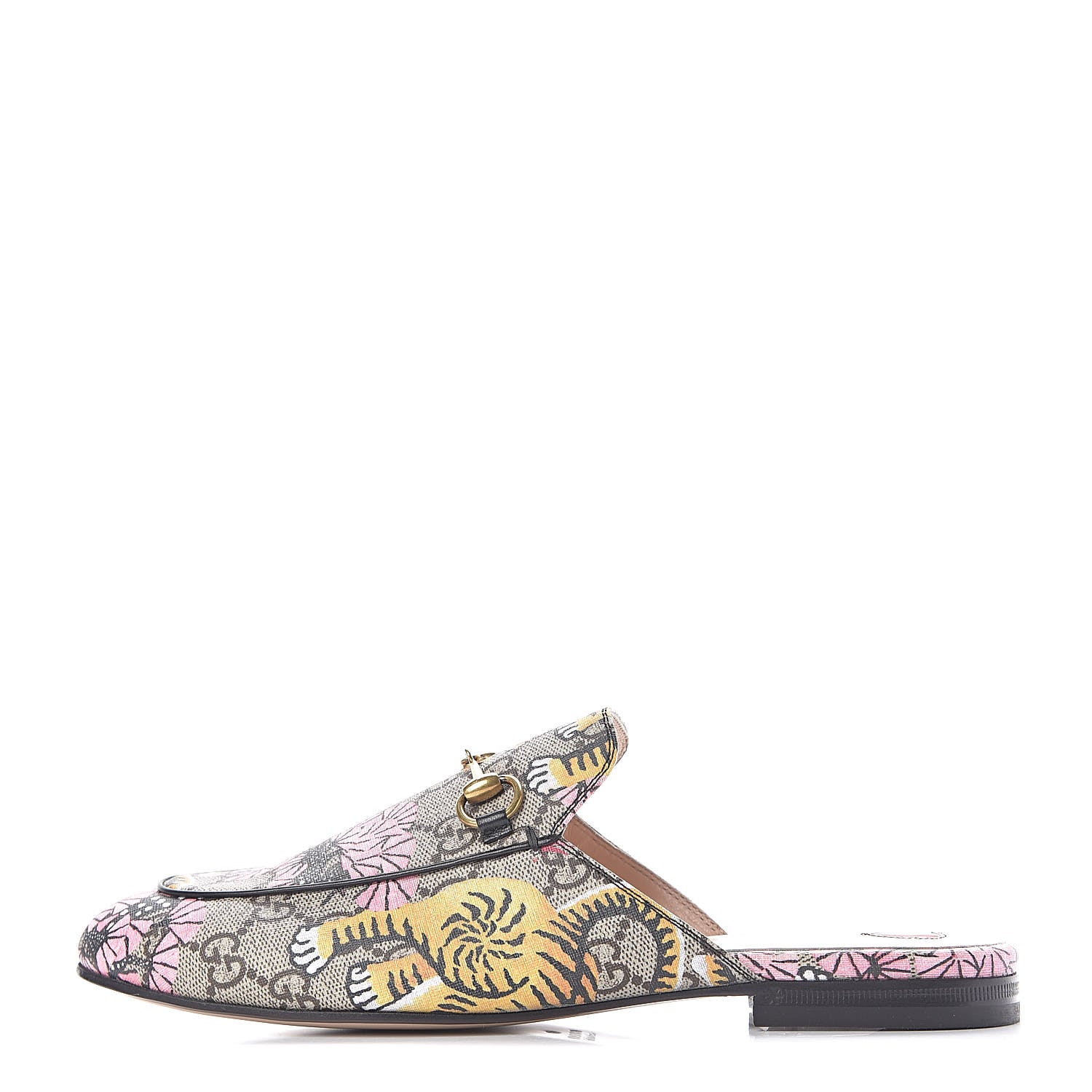 Gucci GG Supreme Monogram Bengal Womens Princetown Slippers 38 Beige Crop Pink 1 of 10