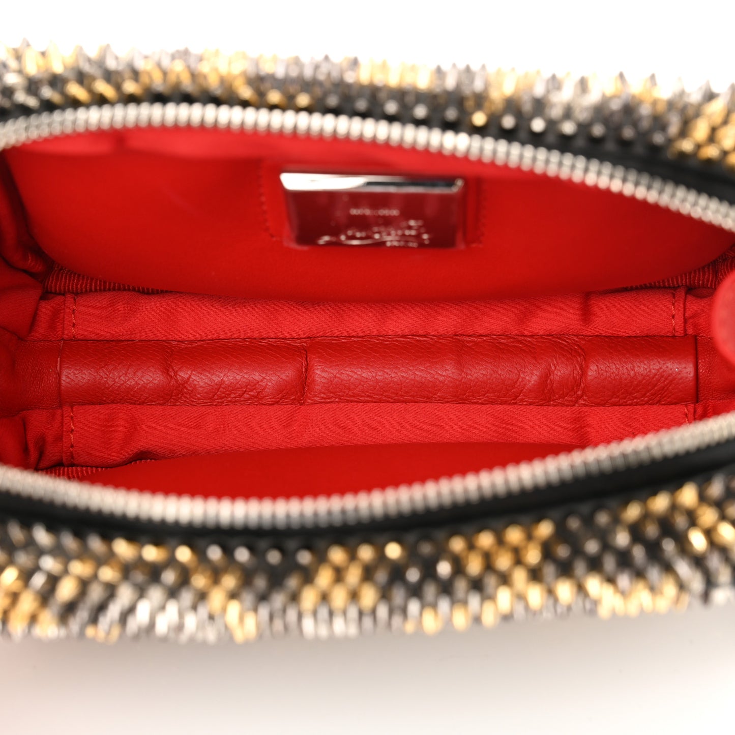 Nappa Mini Spikes Leopard Piloutin Wristlet Clutch Black