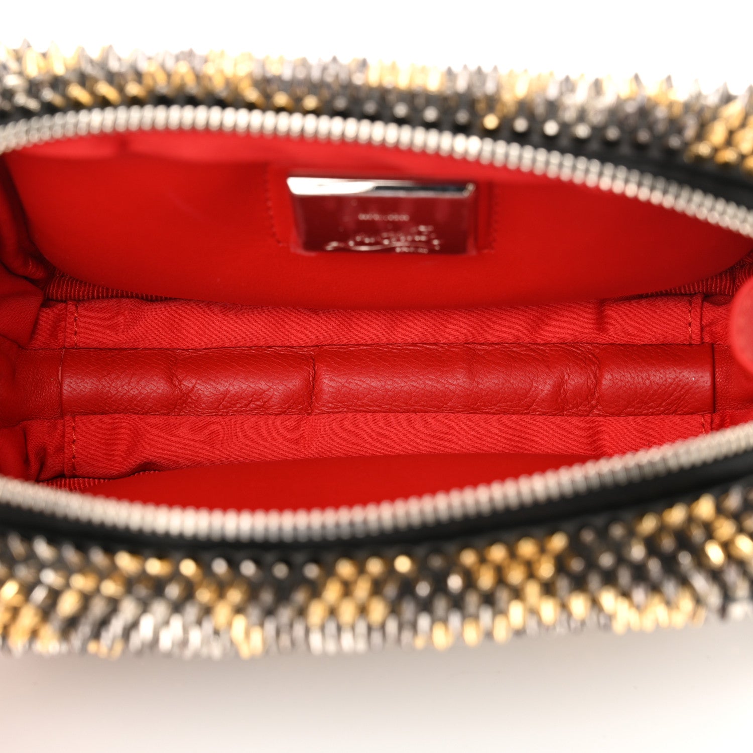 Christian Louboutin Nappa Mini Spikes Leopard Piloutin Wristlet Clutch Black 5 of 9
