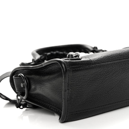 Balenciaga Shiny Goatskin Matte Black Metallic Edge Hardware Mini City Black 7 of 8