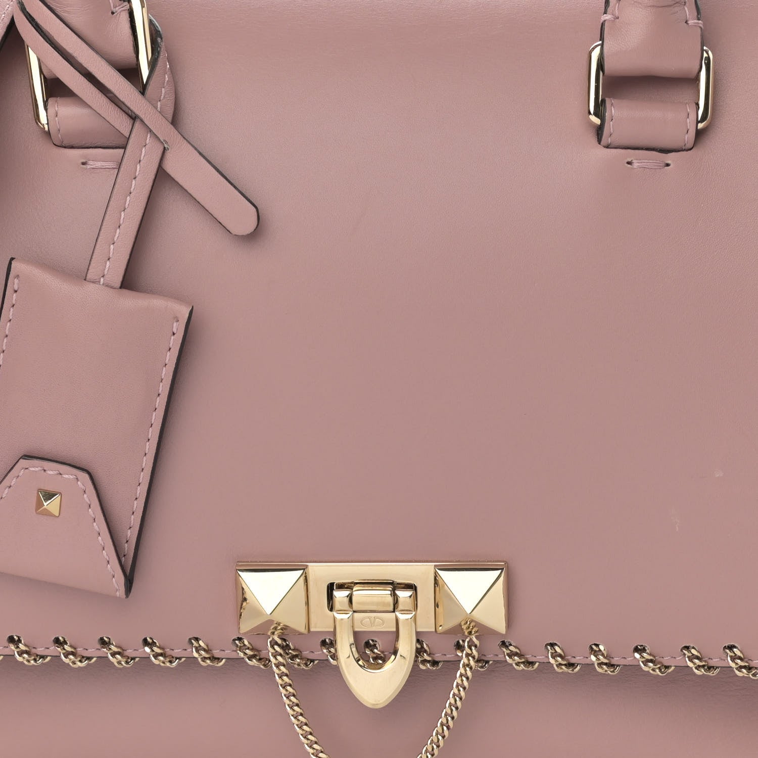 Valentino Garavani Calfskin Groumette Small Demilune Double Handle Satchel Lipstick 7 of 19
