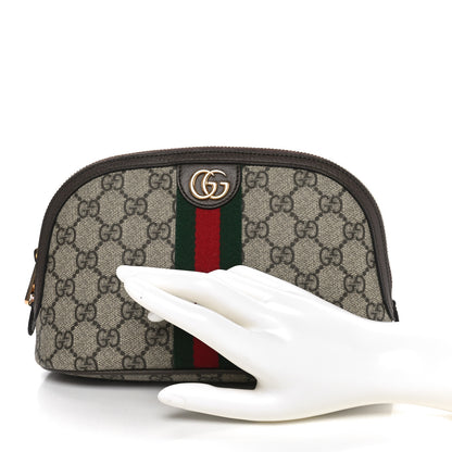 Gucci GG Supreme Monogram Textured Calfskin Web Large Ophidia Cosmetic Case Beige Ebony New Acero 2 of 11