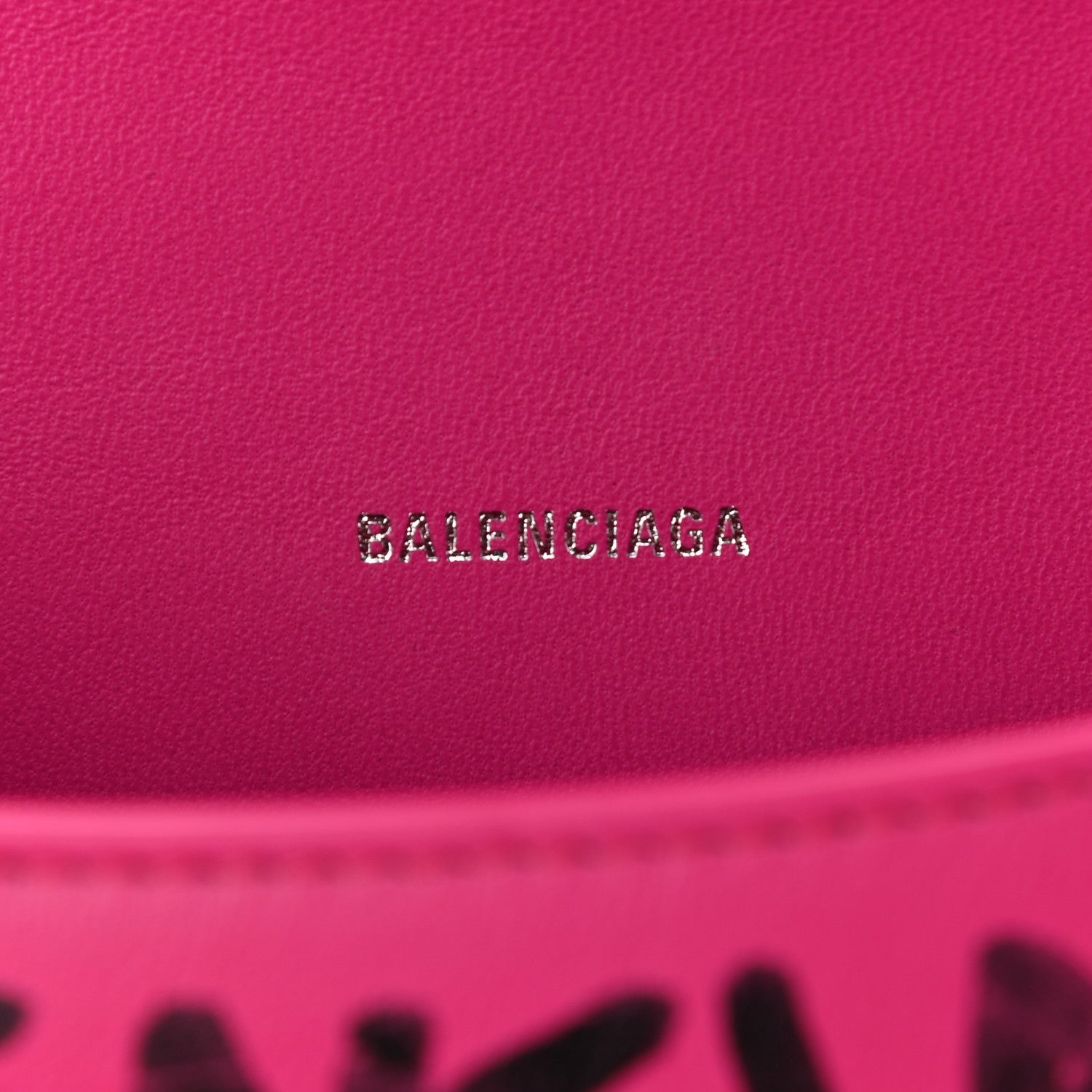 Balenciaga Smooth Calfskin Graffiti Hourglass Top Handle Bag XS Acid Fuchsia Black 7 of 9
