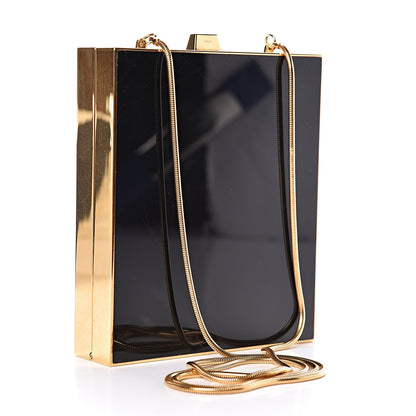 Saint Laurent Plexiglass Monogram Minaudiere Tuxedo Box Clutch Black 3 of 9