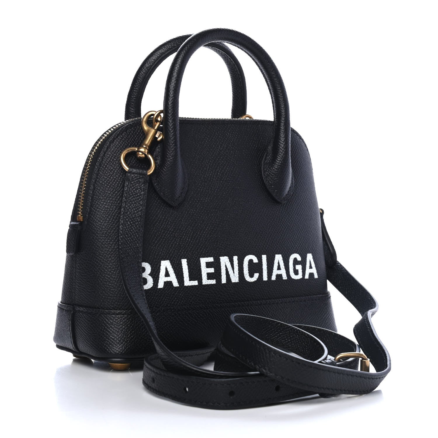 Balenciaga Signature Grained Calfskin XXS Ville Top Handle Bag Black White 2 of 4