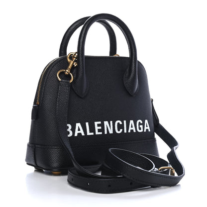 Balenciaga Signature Grained Calfskin XXS Ville Top Handle Bag Black White 2 of 4