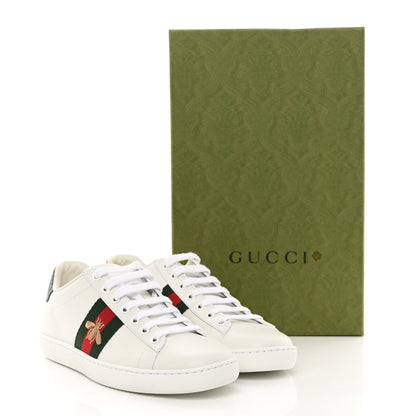 Gucci Calfskin Ayers Bee Embroidered Womens Ace Sneakers 36.5 White Green 12 of 12