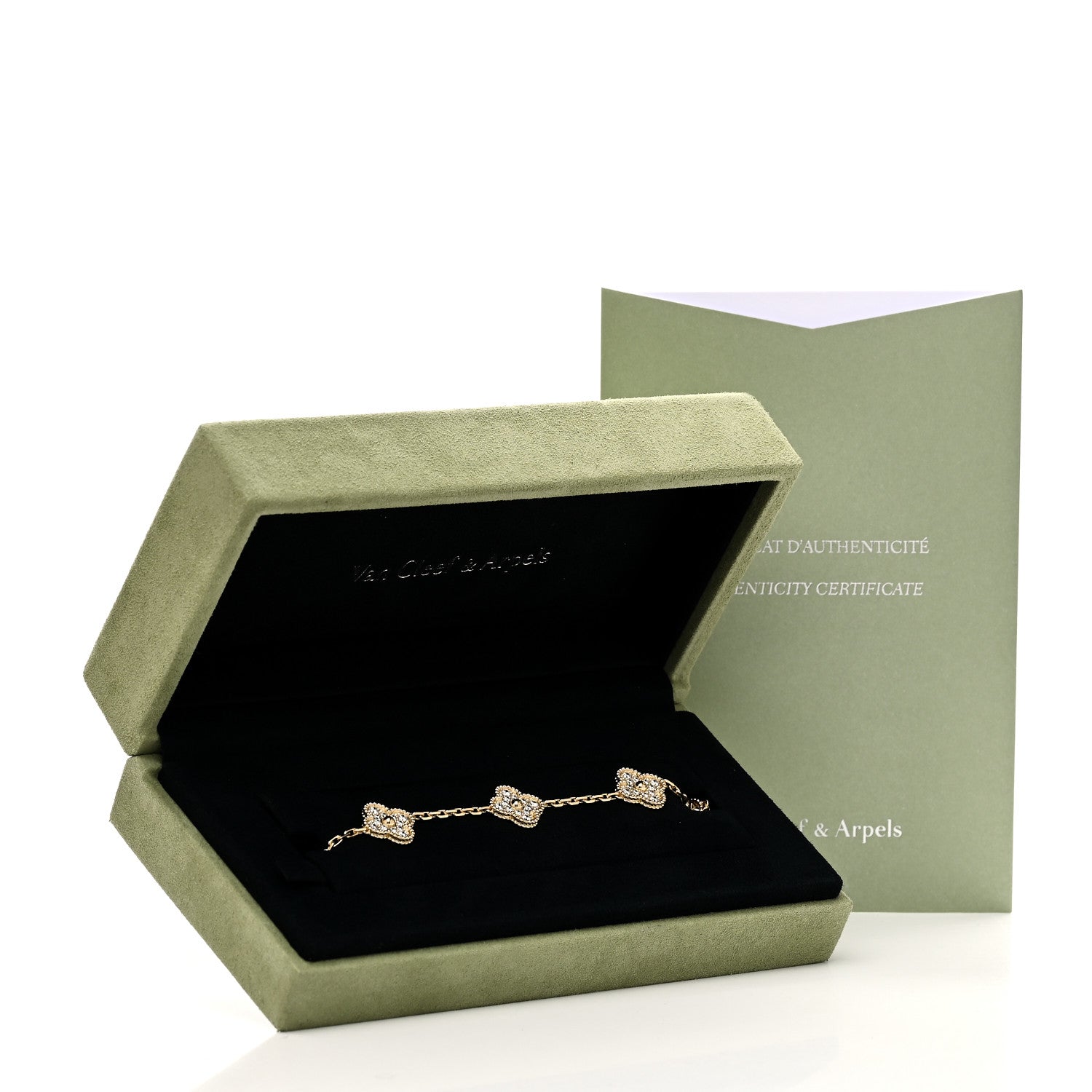 Van Cleef & Arpels 18K Yellow Gold Diamond 5 Motifs Vintage Alhambra Bracelet 7 of 7