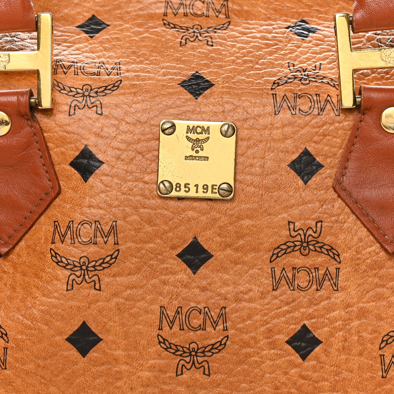 MCM Visetos Essential Boston Bag Cognac 6 of 9