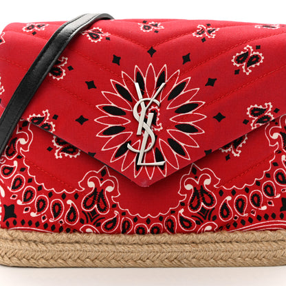 Saint Laurent Cotton Bandana Y Quilted Monogram Toy Loulou Crossbody Bag Red 8 of 16