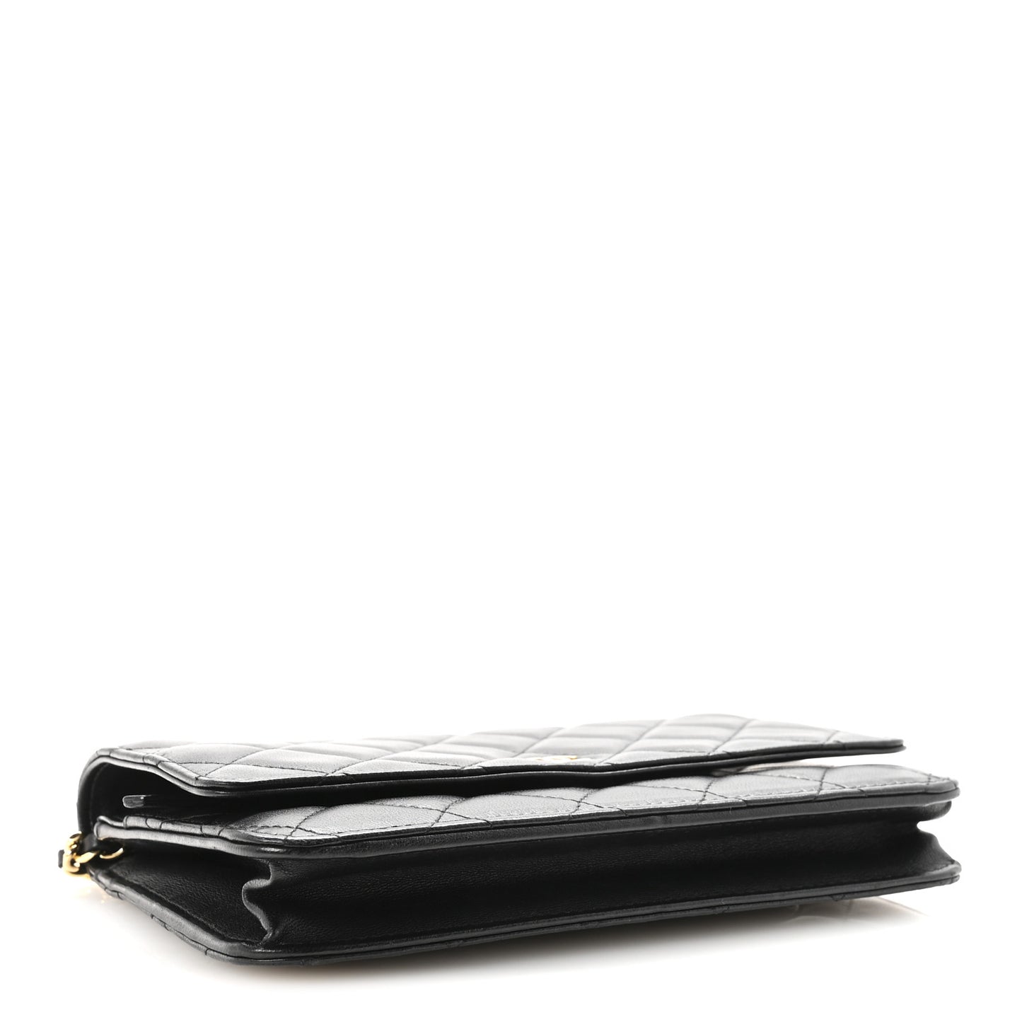 Lambskin Quilted Wallet On Chain WOC Black