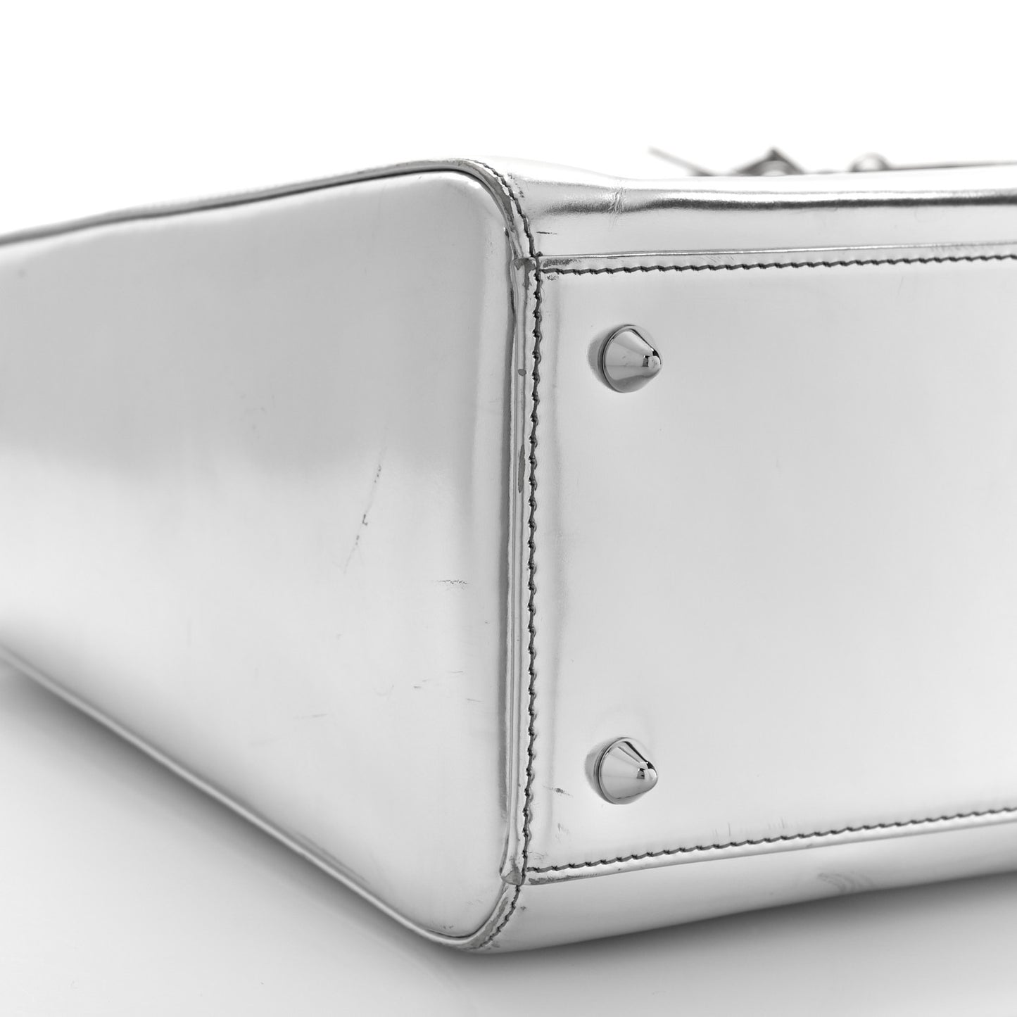 Metallic Patent Calfskin Medium Lady Dior Silver
