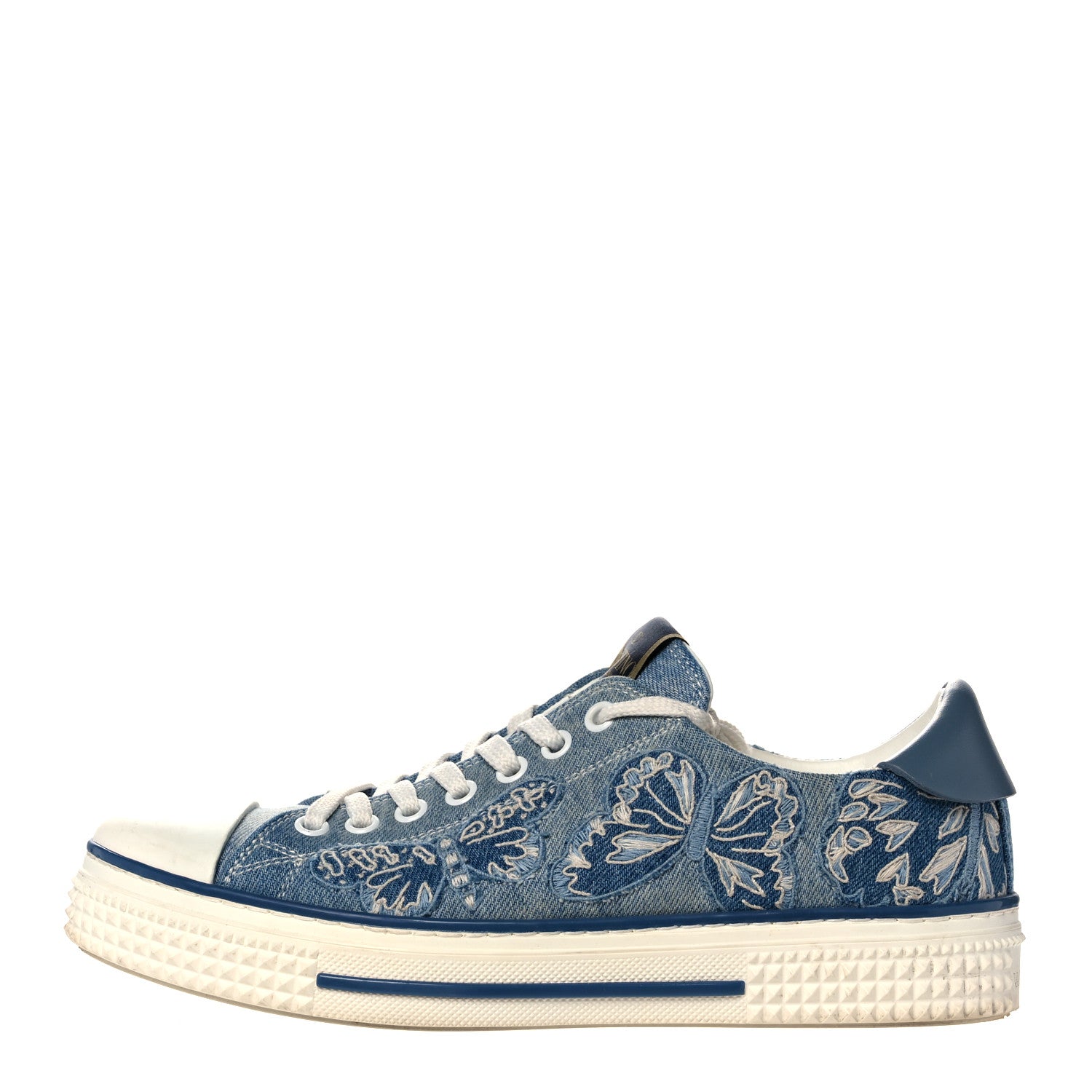 Valentino Garavani Denim Butterfly Embroidered Sneakers 38 Light Denim 1 of 13