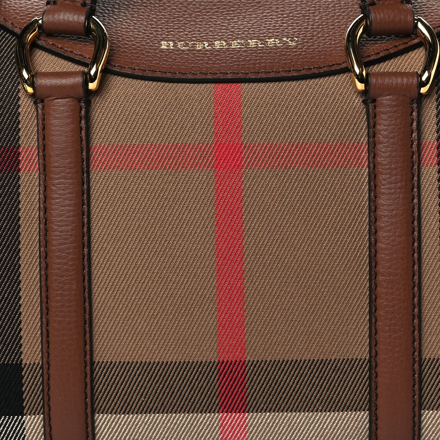 Burberry House Check Derby Calfskin Small Alchester Bowling Bag Honey Tan 7 of 9
