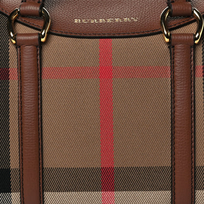 Burberry House Check Derby Calfskin Small Alchester Bowling Bag Honey Tan 7 of 9