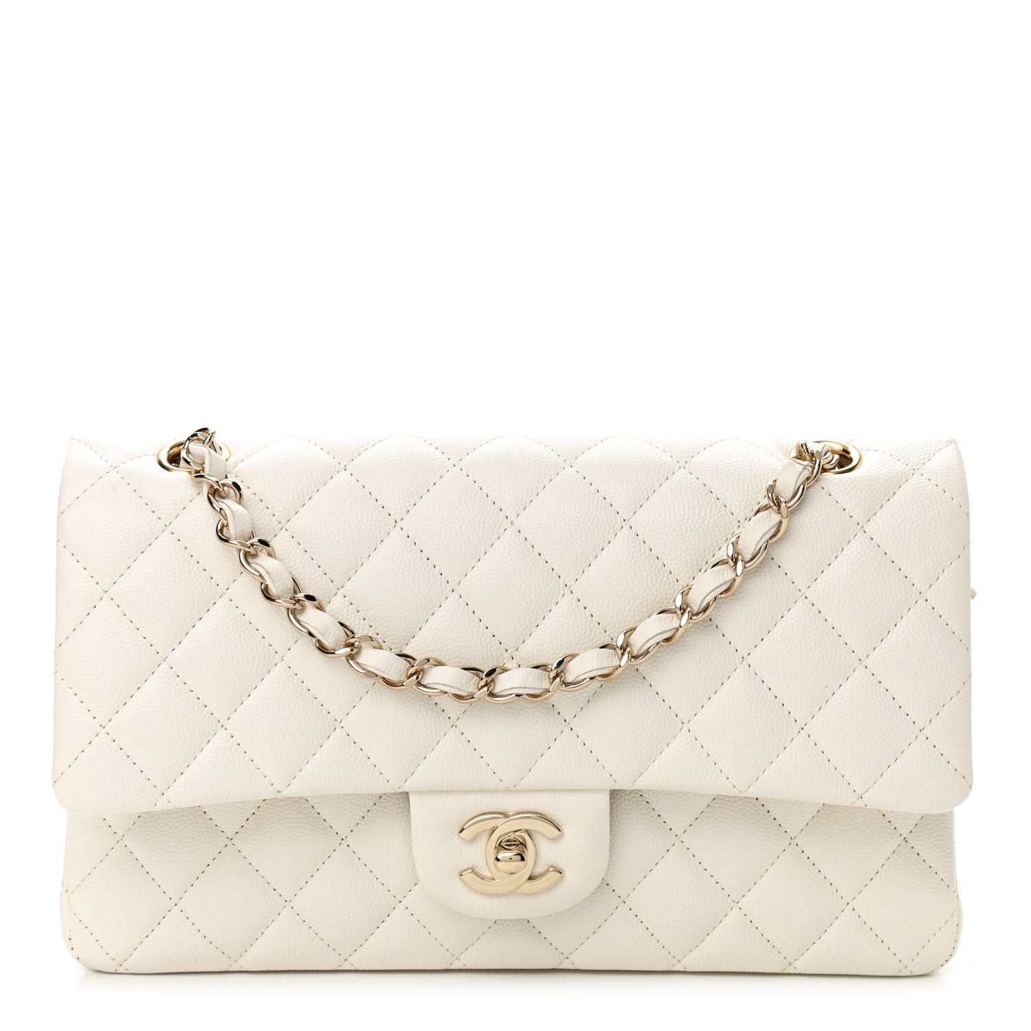 Chanel Caviar Quilted Medium Double Flap White 1 of 10