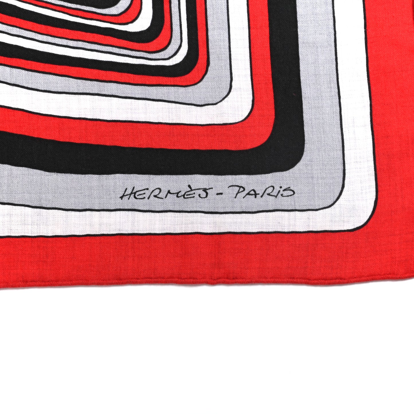 Cashmere Silk Pegase Paysage Shawl 140 Rouge Gris Chine Noir