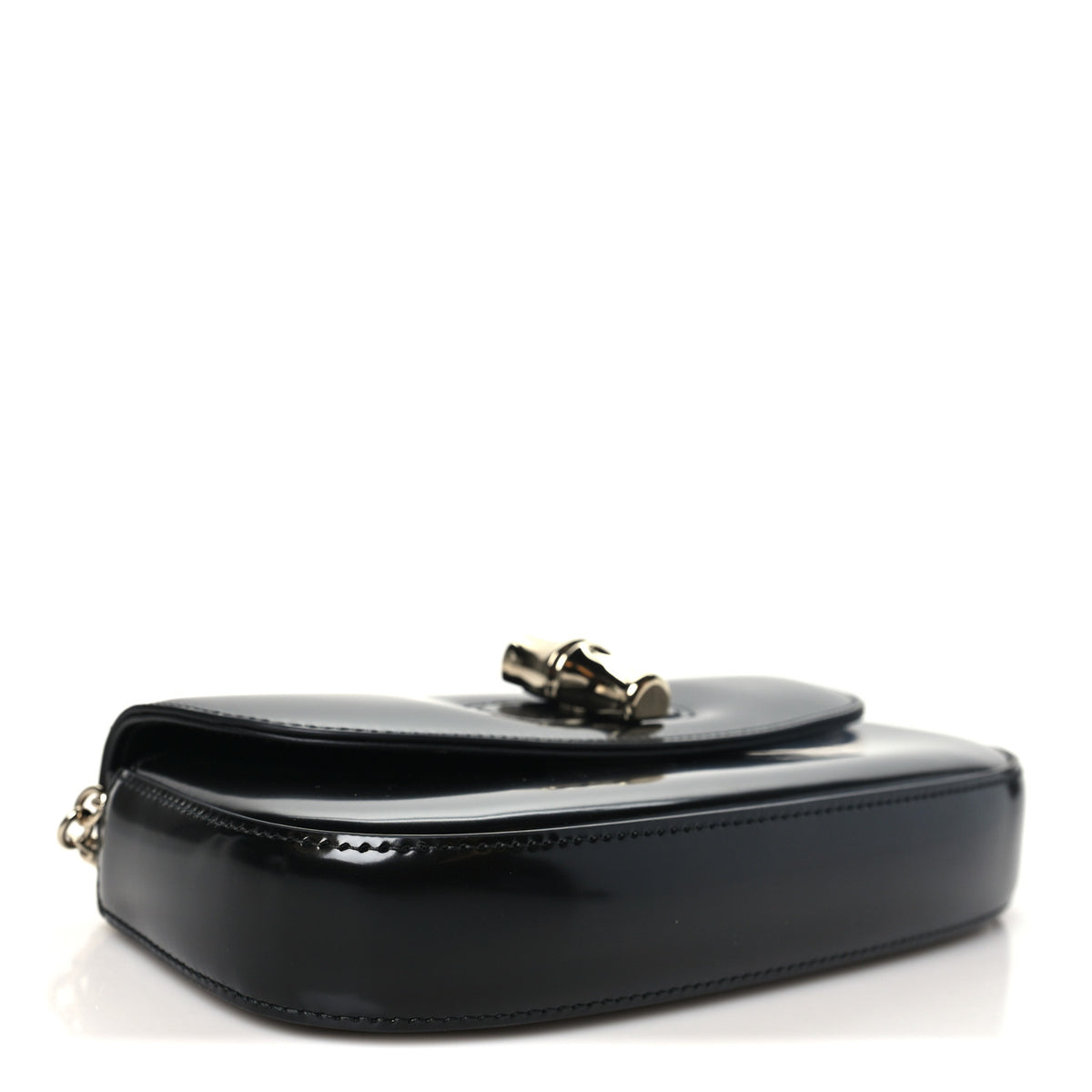 Gucci Shiny Calfskin Small Bamboo Night Bag Black 4 of 11