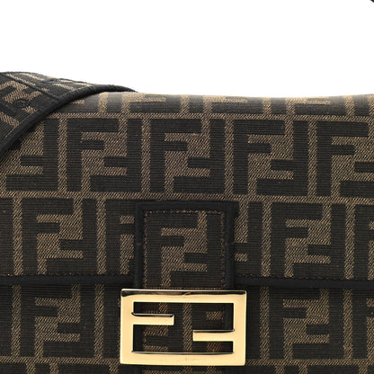 Fendi Fabric Jacquard FF 1974 Medium Baguette Tobacco Moro Black 7 of 9