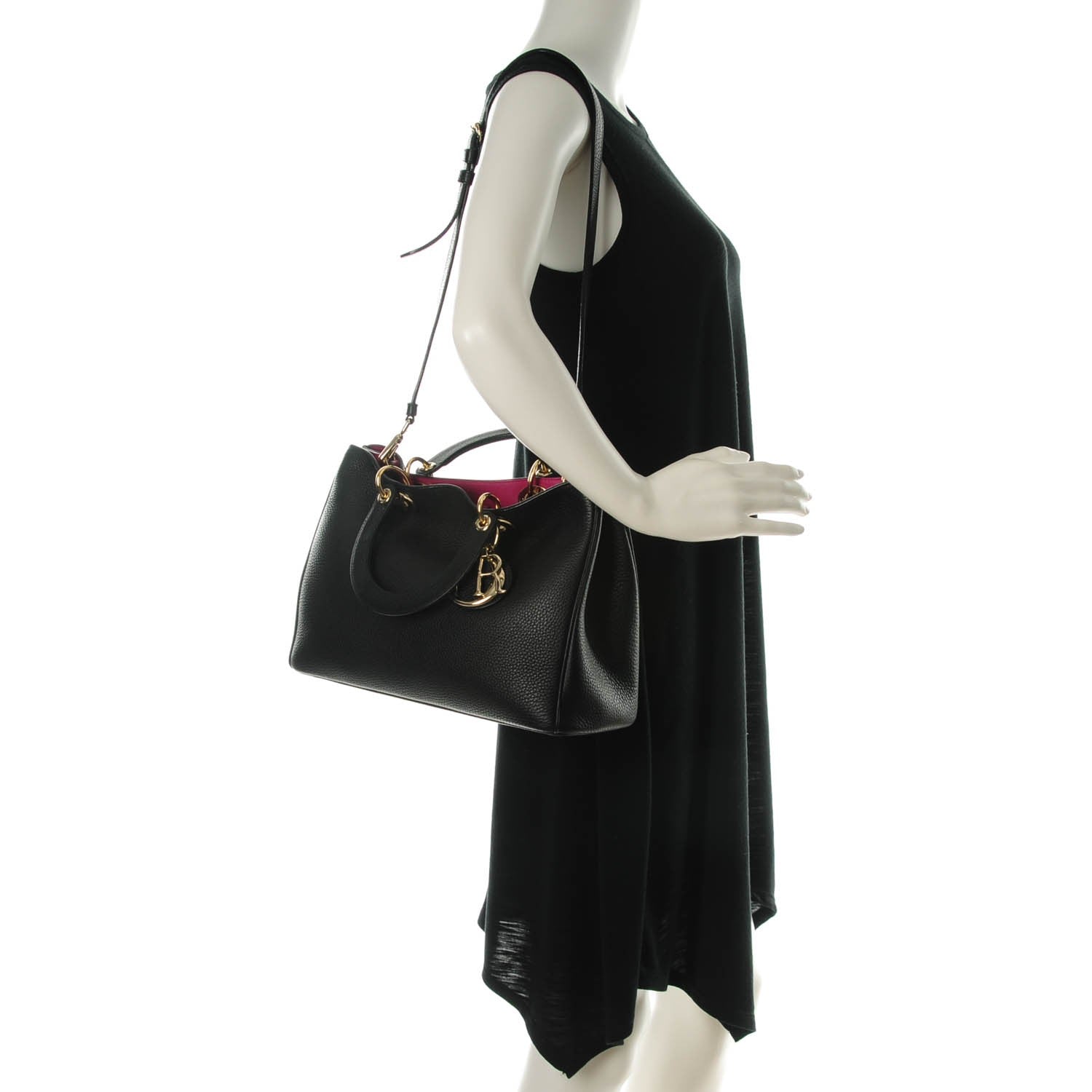 Christian Dior Bullcalf Medium Diorissimo Tote Black Rose Indien 3 of 10