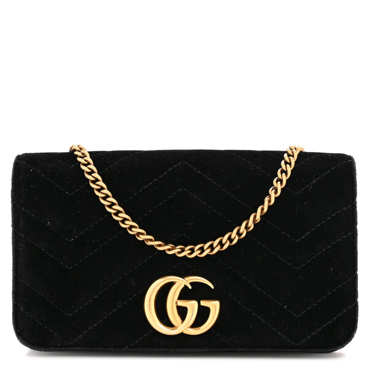 Gucci Velvet Matelasse GG Marmont Mini Bag Black 1 of 12