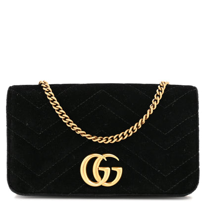 Gucci Velvet Matelasse GG Marmont Mini Bag Black 1 of 12