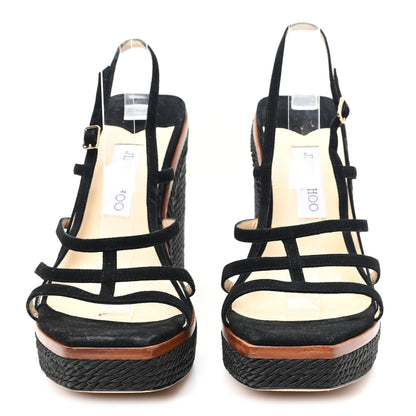 Jimmy Choo Suede Ariela 110 Wedge Sandals 41 Black 3 of 9