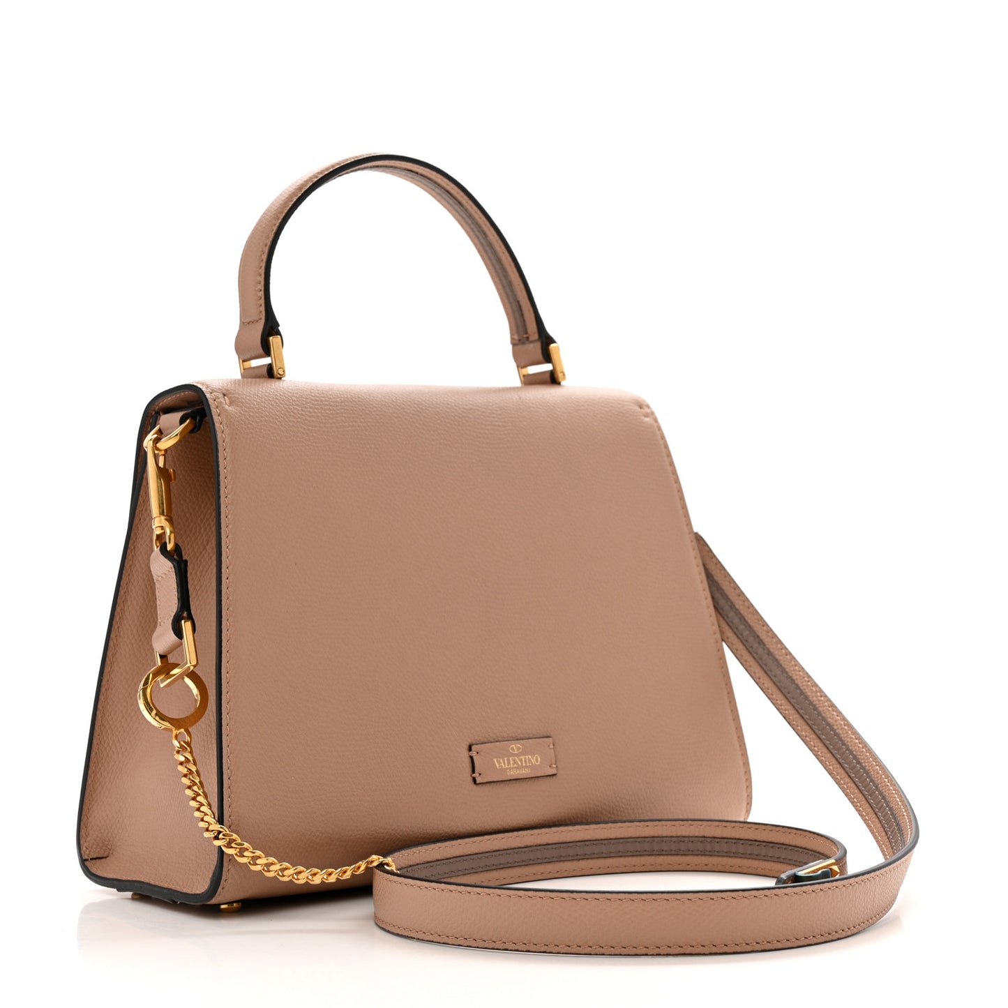 Grainy Calfskin Small VSling Top Handle Bag Poudre