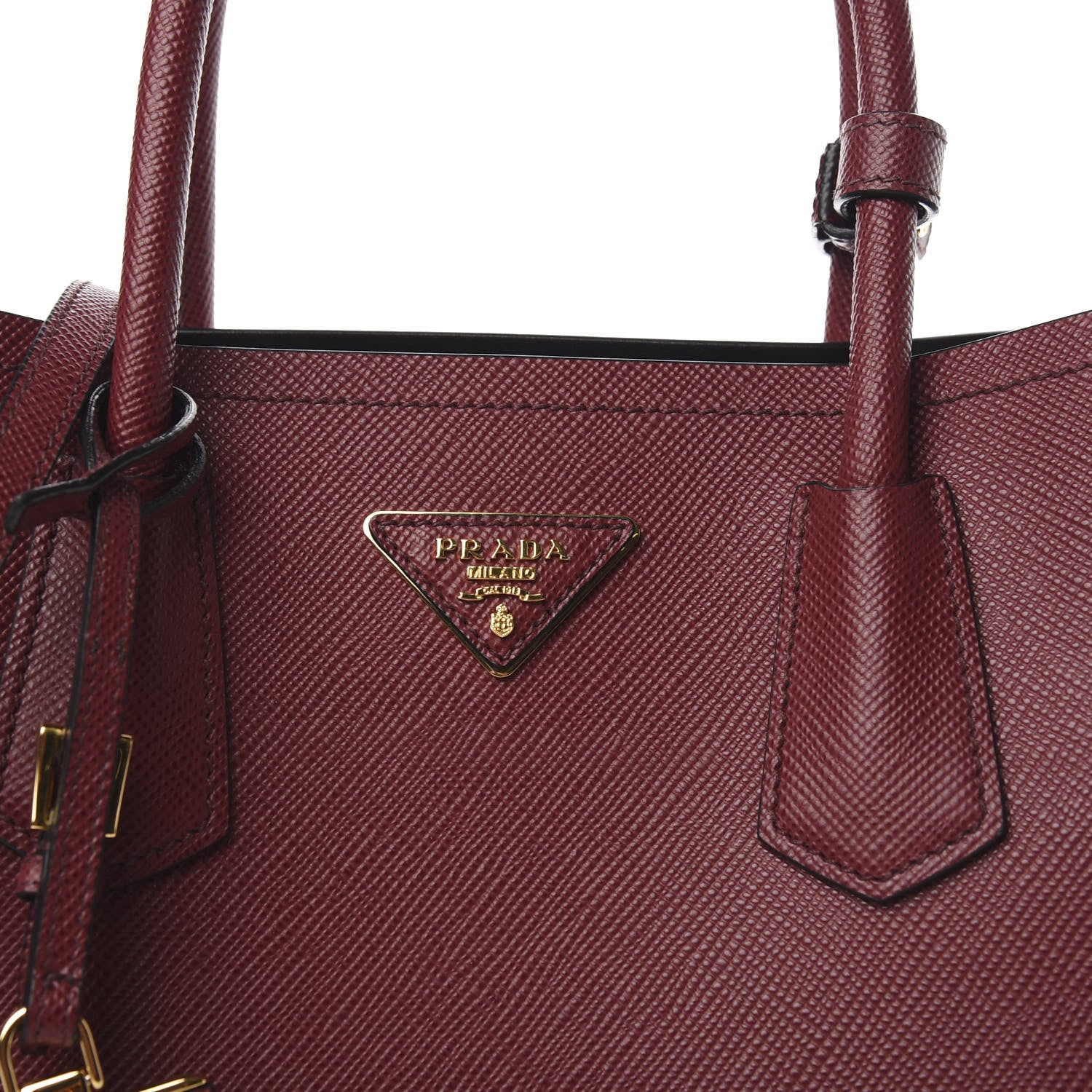 Prada Saffiano Cuir Small Double Bag Cherry Black 9 of 9