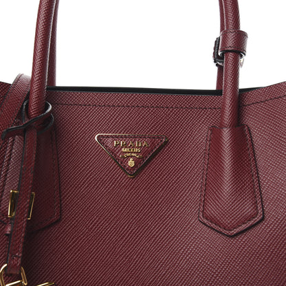 Prada Saffiano Cuir Small Double Bag Cherry Black 9 of 9