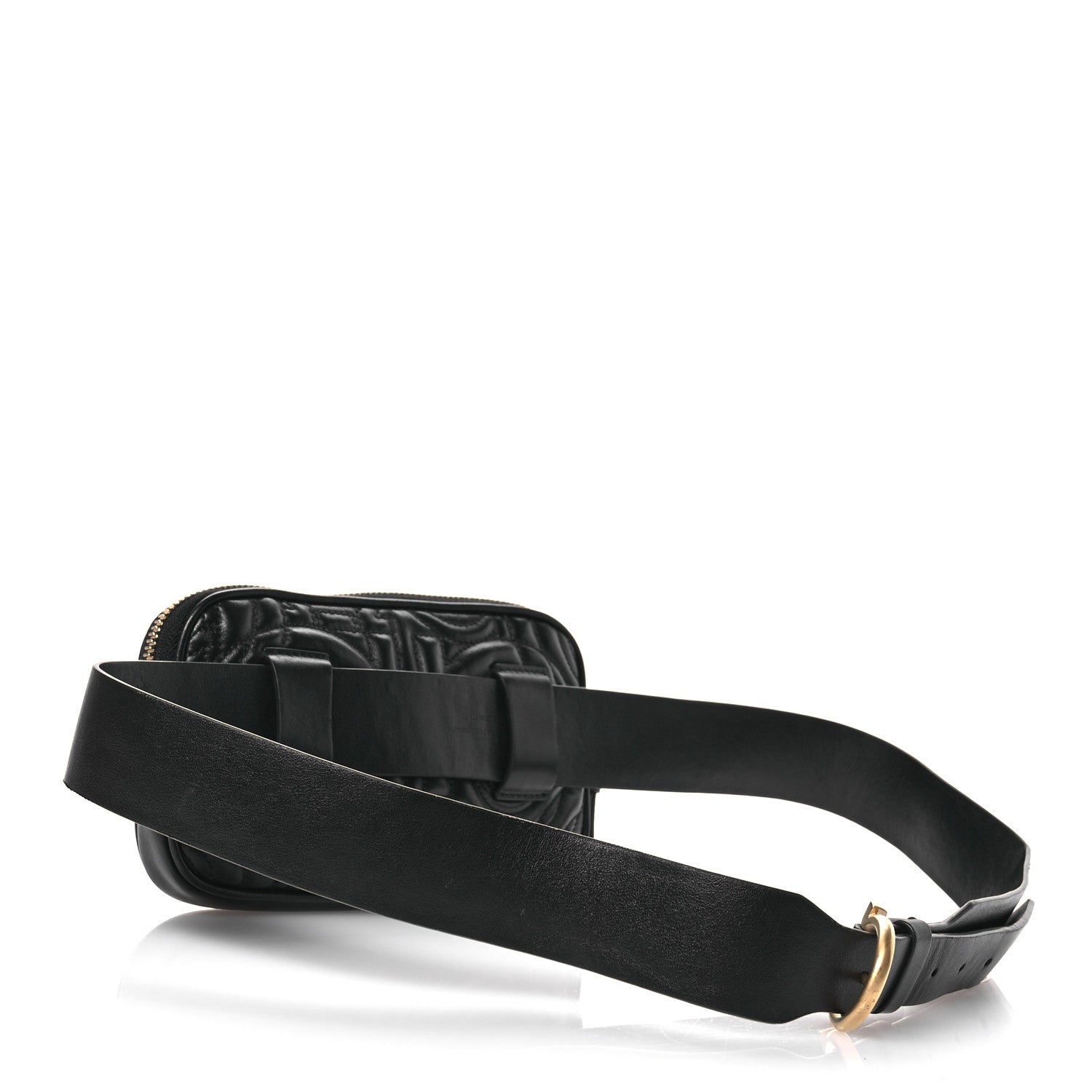 Salvatore Ferragamo Calfskin Quilted Gancini Belt Bag Black 4 of 15