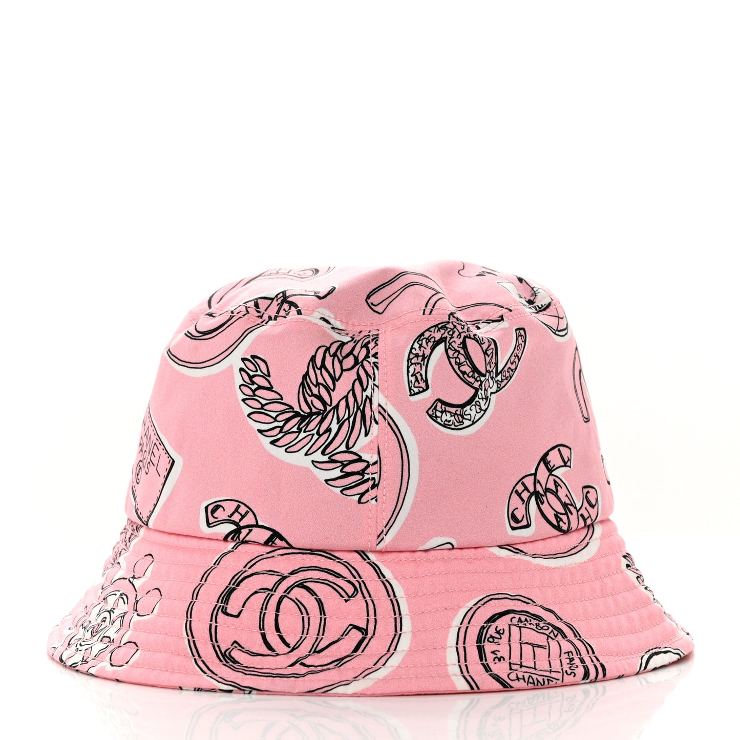Cotton Heart Print Bucket Hat S Rose