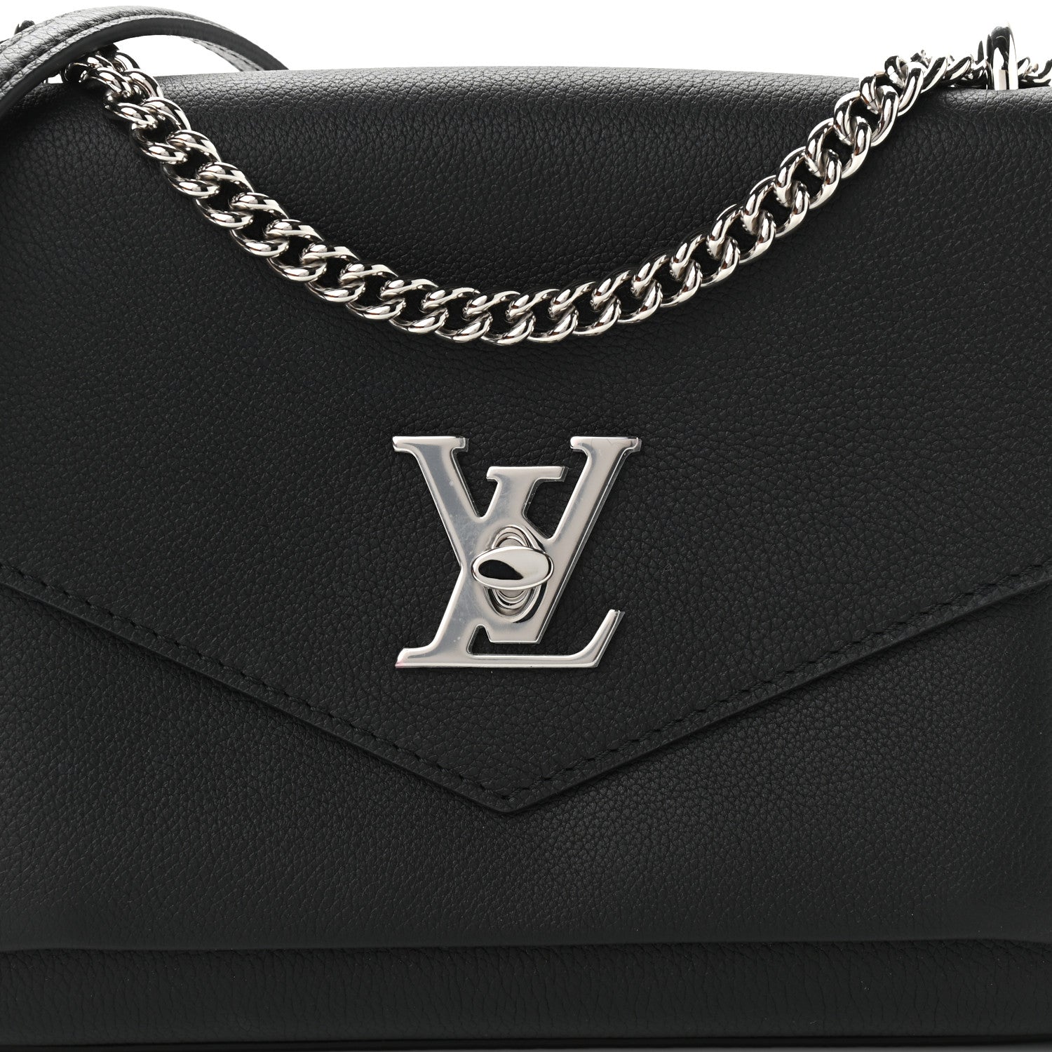 Louis Vuitton Soft Calfskin Mylockme Chain Bag BB Black 8 of 11
