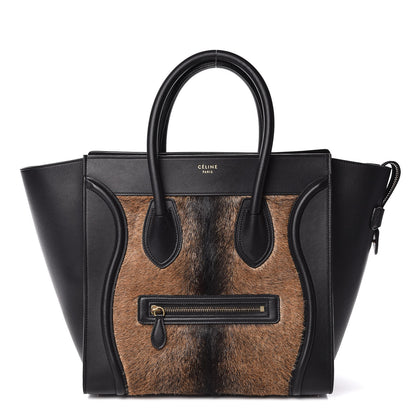 Celine Smooth Calfskin Goat Fur Mini Luggage Brown 1 of 8
