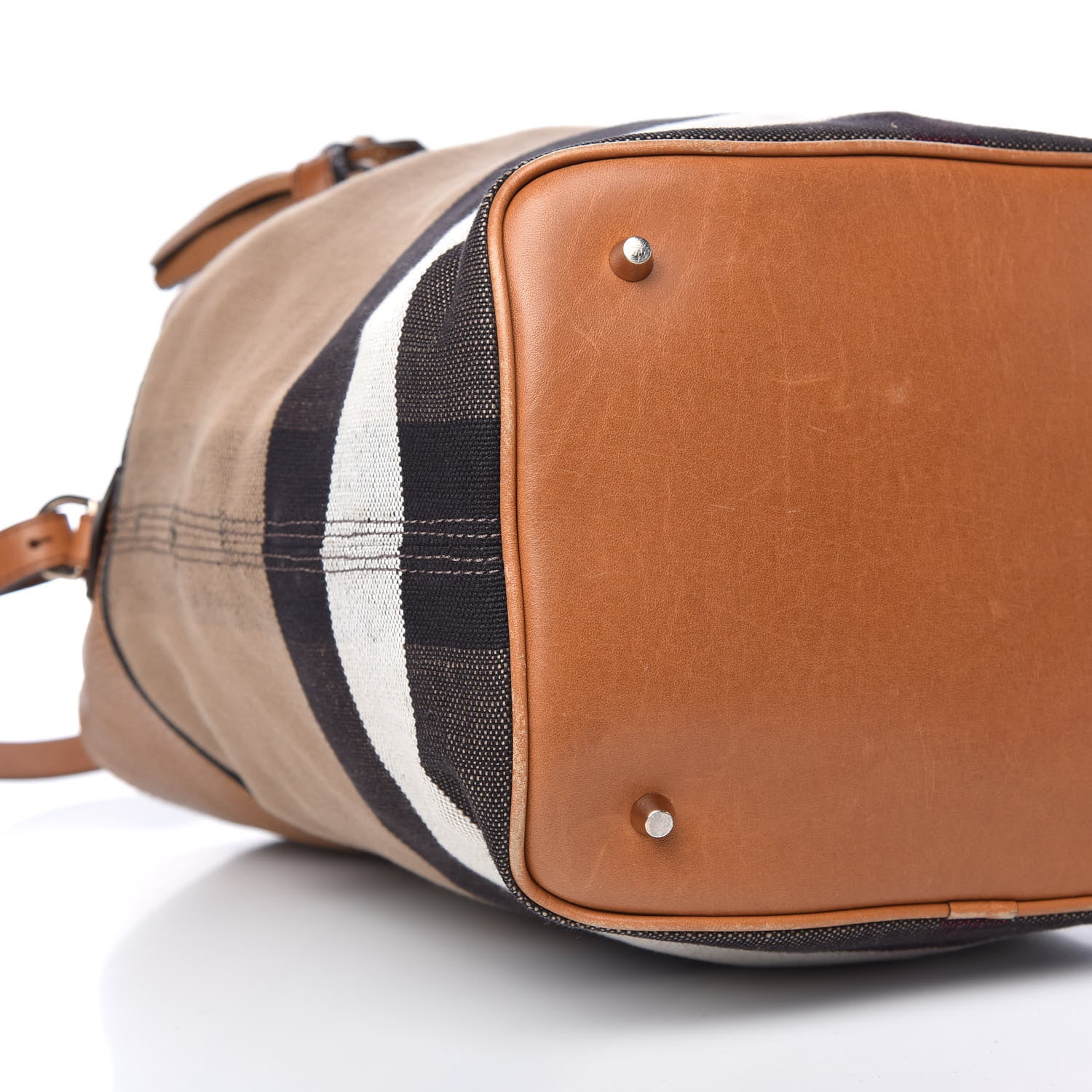 Burberry Canvas Mega Check Medium Susanna Tassel Hobo Saddle Brown 7 of 8